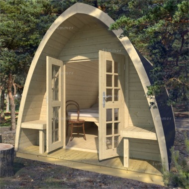 Log Camping Pod 981 - Double Doors, Rear Window, Felt Tiles