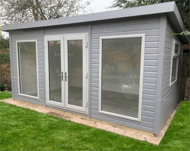Pent Garden Office 300 - Painted, Double Glazed PVCu