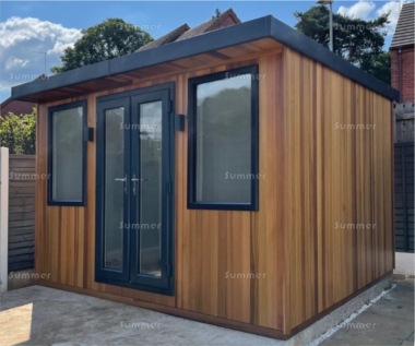 Pent Garden Office 293 - Cedar, Double Glazed PVCu, Fitted Free Pent Garden Office 293 - Cedar, Double Glazed PVCu, Fitted Free