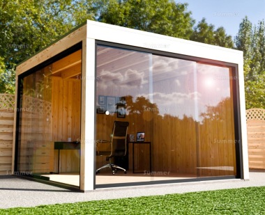 Lugarde Pro System Modern Gazebo 860 - Pent Roof, Sliding Glass Walls