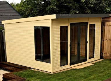 Pent Summerhouse 155 - Painted, Large Panes, Fitted Free