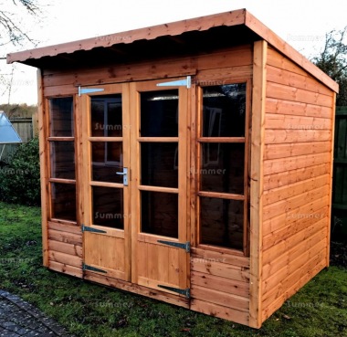 Pent Summerhouse 205 - Low Level Glazing, Double Door, Fitted Free Pent Summerhouse 205 - Low Level Glazing, Double Door, Fitted Free