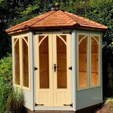 Octagonal Summerhouse 207 - Vertical Cladding, Arch Top Windows, Fitted Free