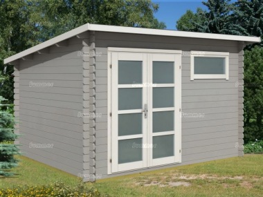 Pent Roof 28mm Log Cabin 322 - Double Door