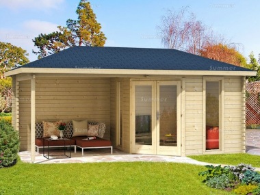 Corner Log Cabin 561 - 40mm, Large Panes, Double Glazed Corner Log Cabin 561 - 40mm, Large Panes, Double Glazed