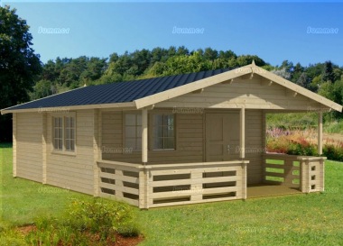 Three Room Apex Log Cabin 807 - Double Door, Verandah