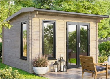 45mm Side Door Apex Log Cabin 901 - Double Glazed PVCu, Large Panes