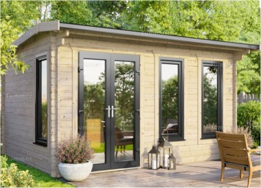 45mm Side Door Apex Log Cabin 903 - Double Glazed PVCu, Large Panes