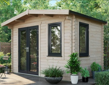 45mm Apex Log Cabin 913 - Double Glazed PVCu, Large Panes 45mm Apex Log Cabin 913 - Double Glazed PVCu, Large Panes