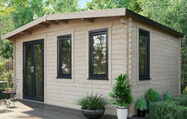 45mm Apex Log Cabin 915 - Double Glazed PVCu, Large Panes