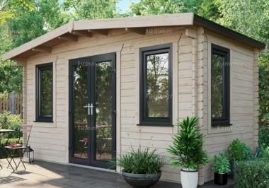 45mm Apex Log Cabin 917 - Double Glazed PVCu, Large Panes