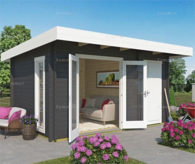 Two Room Pent Roof Log Cabin 063 - Double Glazed, FSC® Certified