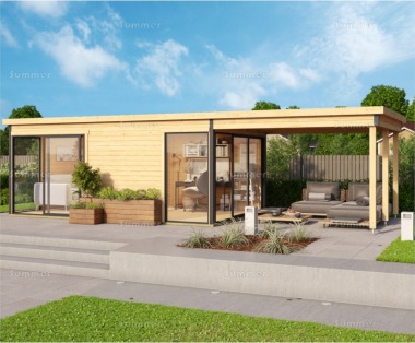 Two Room 45mm Log Cabin 152 - Modern Aluminium Hybrid, FSC® Certified Two Room 45mm Log Cabin 152 - Modern Aluminium Hybrid, FSC® Certified