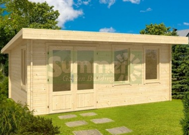 Double Door 40mm Pent Roof Log Cabin 271 - Double Glazed, FSC® Certified