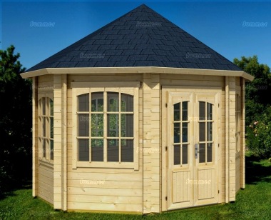 Double Door 45mm Octagonal Log Cabin 529 - Windows All Round, FSC® Certified
