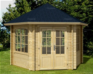 Hexagonal Double Door 45mm Log Cabin 96 - FSC® Certified