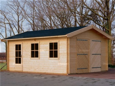 Lugarde Wooden Log Garage 312 - Apex, Hinged Doors