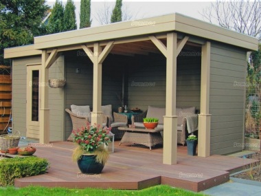 Lugarde Pent Roof Gazebo 398 - With Integral Summerhouse