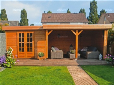 Lugarde Pent Roof Gazebo 400 - With Integral Summerhouse