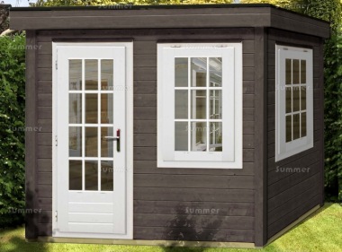 Woodpro Single Door 45mm Pent Roof Log Cabin 231 - Double Glazed