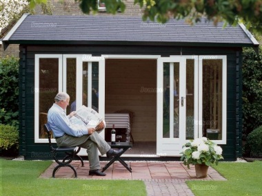 Lugarde Side Door Apex Log Cabin 289 - Bespoke, Large Panes Lugarde Side Door Apex Log Cabin 289 - Bespoke, Large Panes