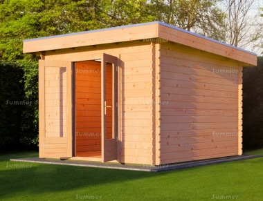 Woodpro Pent Roof Log Cabin WHS28P511 - Double Glazed, Double Door