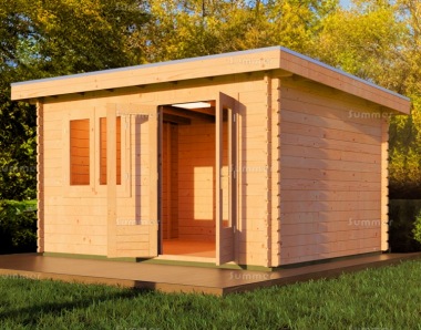 Woodpro Pent Roof Log Cabin WHS28P512 - Double Glazed, Double Door