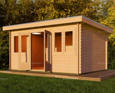 Woodpro Pent Roof Log Cabin WHS28P513 - Double Glazed, Double Door