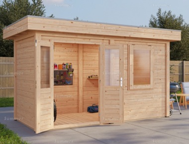 Lugarde Select 28mm Pent Roof Log Cabin 228 - Double Door, Double Glazed