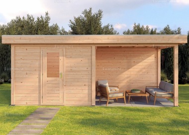 Lugarde Select 28mm Pent Roof Gazebo 258 - With Integral Summerhouse Lugarde Select 28mm Pent Roof Gazebo 258 - With Integral Summerhouse