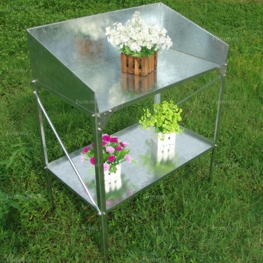 2 Tier Galvanized Steel Potting Bench 393 - High Back & Sides 2 Tier Galvanized Steel Potting Bench 393 - High Back & Sides