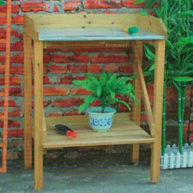 2 Tier Wooden Potting Bench 372 - Galvanized Steel Worktop 2 Tier Wooden Potting Bench 372 - Galvanized Steel Worktop