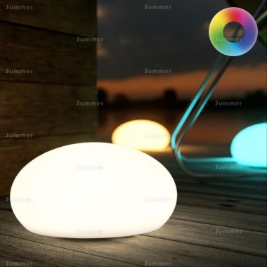 Pebble Mood Light 124 - Solar Powered or USB, 8 Colours