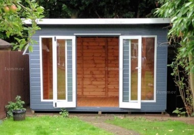 Pent Summerhouse 235 - Low Level Glazing, Double Door, Fitted Free