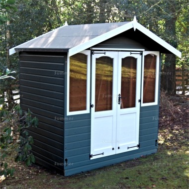 Apex Summerhouse 421 - Painted, Arches, Double Door, Fitted Free Apex Summerhouse 421 - Painted, Arches, Double Door, Fitted Free