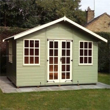 Georgian Apex Summerhouse 424 - Painted, Double Door, Fitted Free