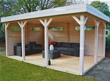 Lugarde Wooden Gazebo 369 - Pent Roof, Walls with Windows